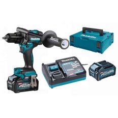 Masina de insurubat si gaurit cu percutie Makita HP001GM201, 2 acumulatori XGT 40Vmax, 4.0Ah, valiza Makpac